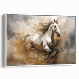 Framed abstract figurative wall art in a modern design, showcasing vibrant colors and dynamic shapes, set against a white background.