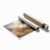 Abstract figurative wall art print showcasing vibrant colors and dynamic shapes, rolled for easy shipping and framing, perfect for modern decor.