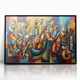 Framed abstract figurative wall art collection showcasing vibrant colors and intricate designs, presented in a sleek black frame for modern decor.