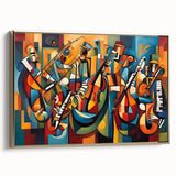 Framed abstract figurative wall art piece showcasing a dynamic gold and black design, adding a modern touch to any decor setting.