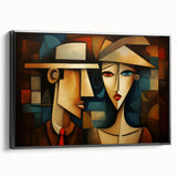 Framed abstract figurative wall art in black, showcasing dynamic shapes and textures, perfect for modern home decor.