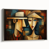 Framed abstract figurative wall art in silver with a contemporary design, showcasing fluid shapes and muted tones, perfect for modern decor.