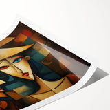 Abstract figurative wall art print showcasing vibrant colors and unique shapes, rolled and ready for framing to enhance modern decor.