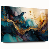 Abstract figurative wall art collection displayed in a side view, showcasing vibrant colors and unique acrylic glass design, perfect for modern decor.