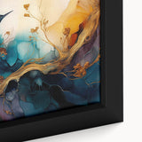 Framed abstract figurative wall art showcasing vibrant colors and fluid shapes, ideal for modern decor, emphasizing artistic expression and creativity.