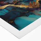 Abstract figurative design wall art on rolled canvas showcasing vibrant colors and dynamic shapes, perfect for contemporary home decor.