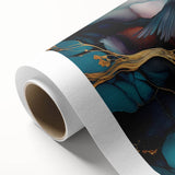 Abstract figurative wall art on rolled canvas showcasing vibrant colors and fluid shapes, ideal for modern home decor or gallery displays.