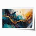 Abstract figurative wall art print showcasing vibrant colors and dynamic shapes, rolled and ready for display, perfect for modern decor.