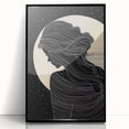 Framed abstract figurative wall art with a black frame, showcasing vibrant colors and dynamic shapes, ideal for modern decor.