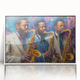 Framed abstract figurative wall art design showcasing vibrant colors and unique shapes, set in a sleek white frame, enhancing modern decor.