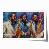 Rolled abstract figurative wall art print showcasing vibrant colors and fluid shapes, ideal for modern home decor and artistic expression.