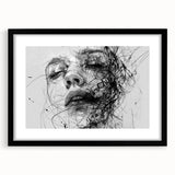 Abstract figurative design wall art collection in a sleek black frame, showcasing vibrant colors and modern shapes, perfect for contemporary decor.