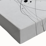 Close-up of an abstract figurative stretched canvas wall art piece, showcasing vibrant colors and fluid shapes, perfect for modern decor.