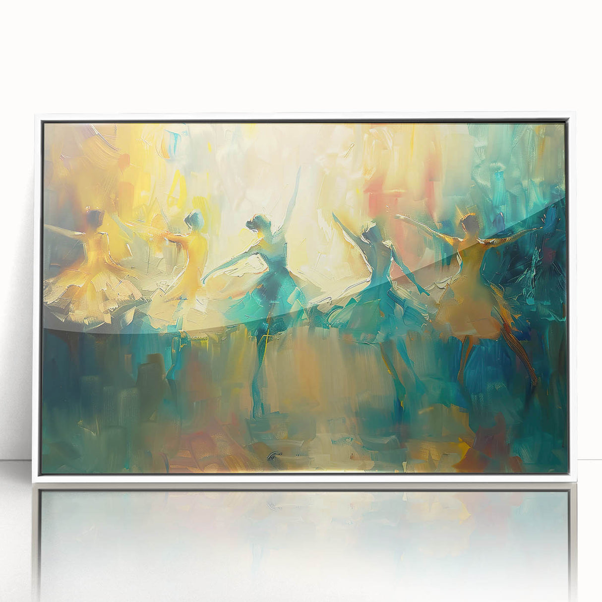Framed abstract figurative wall art design with vibrant colors and unique shapes, displayed against a white background for modern decor.