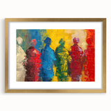 Framed abstract figurative wall art design in gold with matting, showcasing modern aesthetics and captivating shapes against a neutral backdrop.