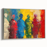 Framed abstract figurative wall art in silver showcasing bold, modern shapes and textures, enhancing contemporary decor with elegance.