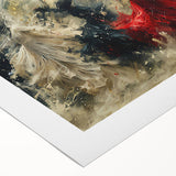 Abstract figurative wall art design on rolled canvas showcasing vibrant colors and dynamic shapes, ideal for modern home decor or art enthusiasts.