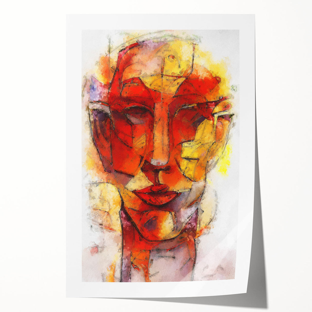 Abstract figurative wall art print showcasing vibrant colors and fluid shapes, perfect for modern decor. Ideal for artistic home accents.