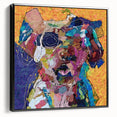 Framed abstract figurative wall art in black, showcasing dynamic shapes and lines, perfect for modern decor and artistic expression.