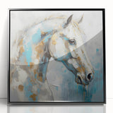 Framed abstract figurative wall art featuring bold colors and dynamic shapes, set against a black background, ideal for modern decor.