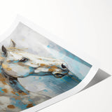 Abstract figurative wall art print showcasing vibrant colors and dynamic shapes, rolled for easy framing, ideal for modern decor.