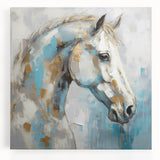 Abstract figurative wall art on stretched canvas, showcasing vibrant colors and dynamic shapes, ideal for modern home decor.