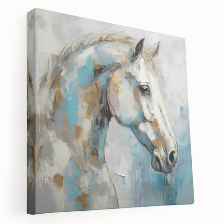 Abstract figurative wall art on stretched canvas showcasing vibrant colors and dynamic shapes, perfect for enhancing modern interior decor.