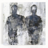 Abstract figurative wall art design on stretched canvas, showcasing vibrant colors and dynamic shapes, perfect for modern home decor.