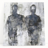 Abstract figurative wall art design on stretched canvas, showcasing vibrant colors and fluid shapes, perfect for modern home decor.