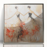 Framed abstract figurative wall art in silver hues, showcasing dynamic shapes and textures, perfect for modern home decor aesthetics.