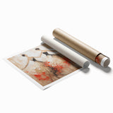 Abstract figurative wall art print showcasing vibrant colors and dynamic shapes, rolled for easy shipping and framing, ideal for modern decor.