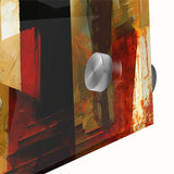 Close-up of an abstract figurative wall art piece, showcasing vibrant colors and intricate details on acrylic glass, perfect for modern decor.