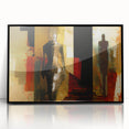 Framed abstract figurative wall art design in black acrylic, showcasing bold shapes and modern aesthetics, perfect for contemporary decor.