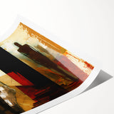 Abstract figurative design wall art print showcasing vibrant colors and dynamic shapes, rolled up in protective packaging for easy framing.