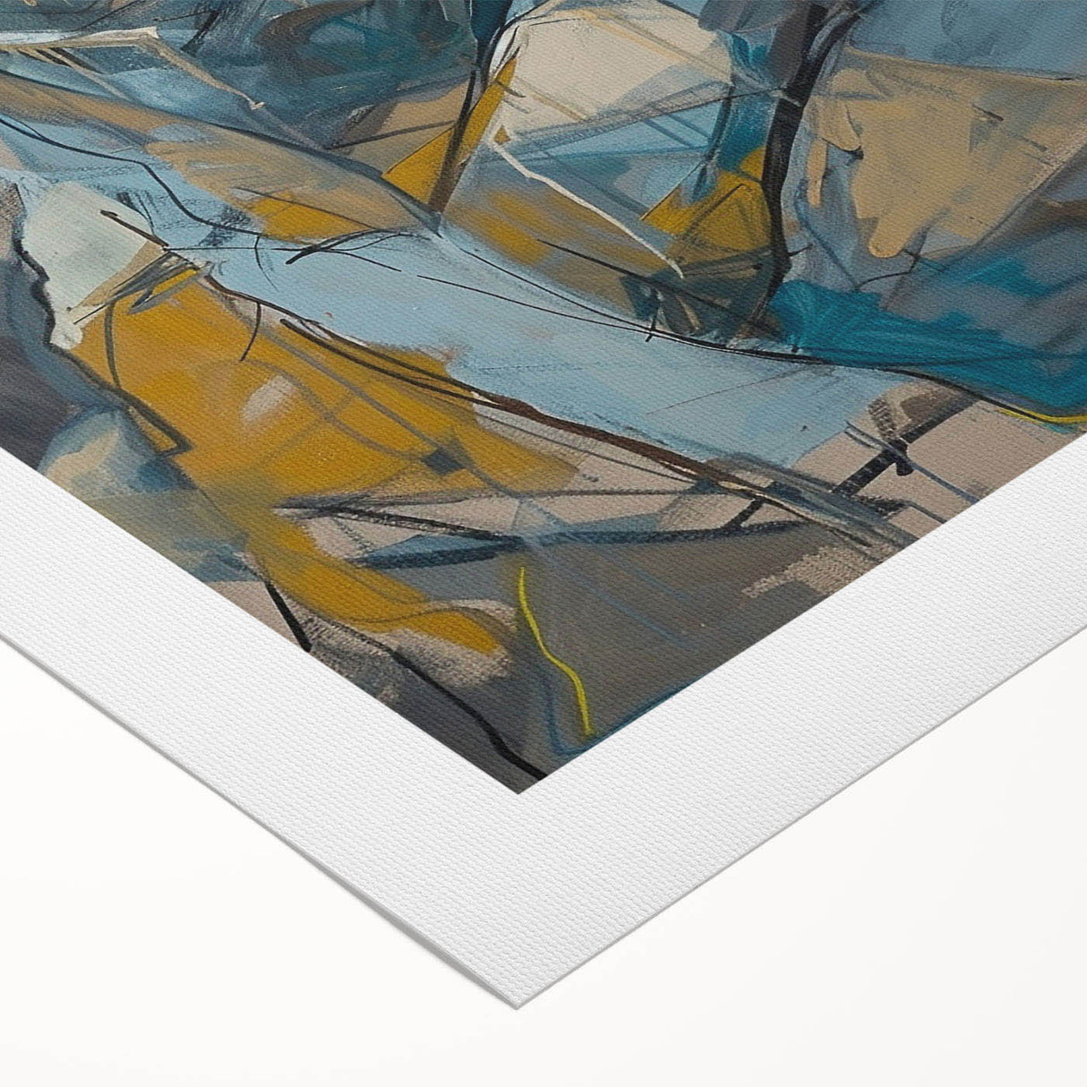 Abstract figurative wall art on rolled canvas showcasing vibrant colors and dynamic shapes, ideal for modern home decor and artistic expression.