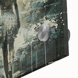 Close-up of abstract figurative wall art design showcasing vibrant colors and dynamic shapes, perfect for modern home decor.