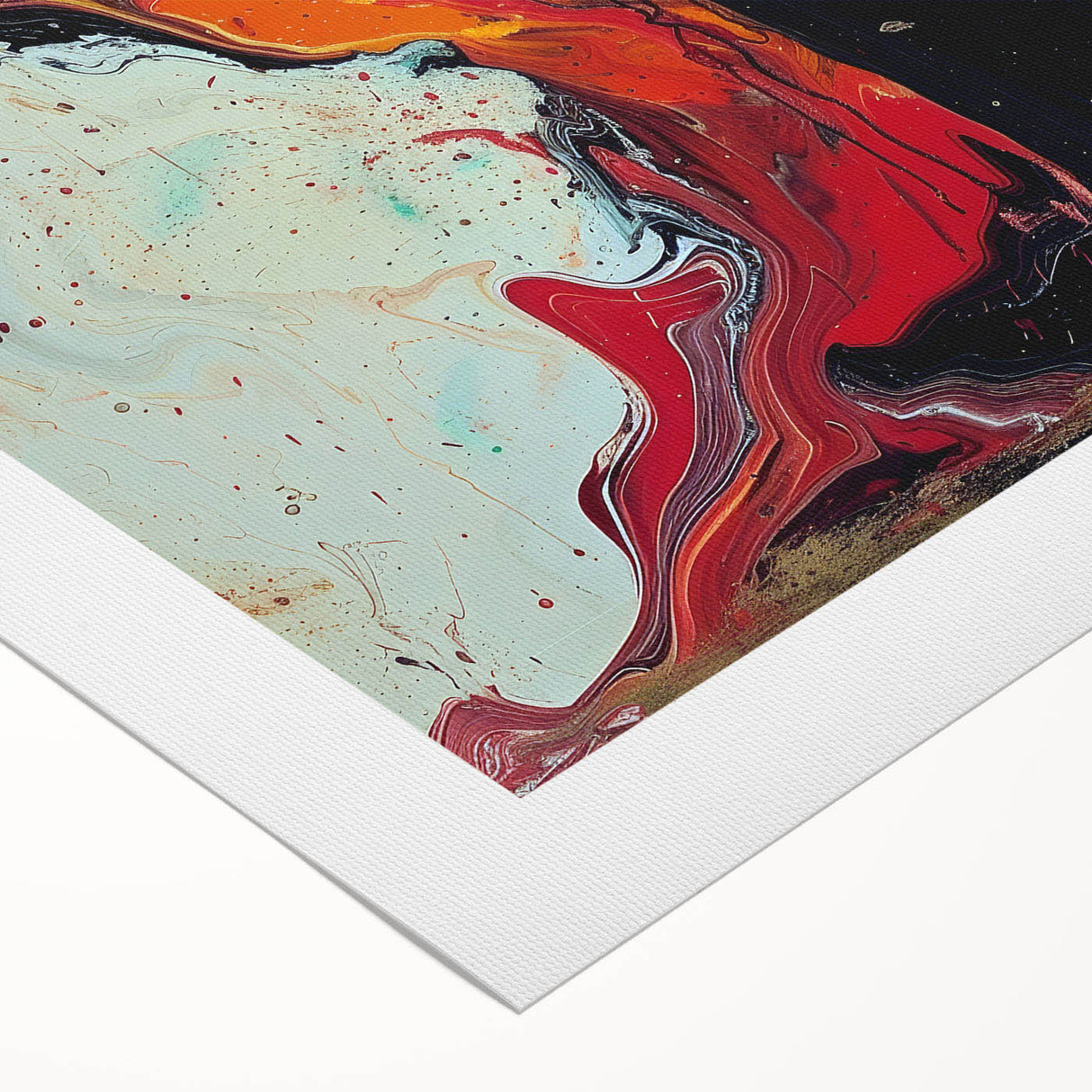 Abstract figurative wall art on rolled canvas showcasing vibrant colors and dynamic shapes, perfect for modern home decor and artistic expression.