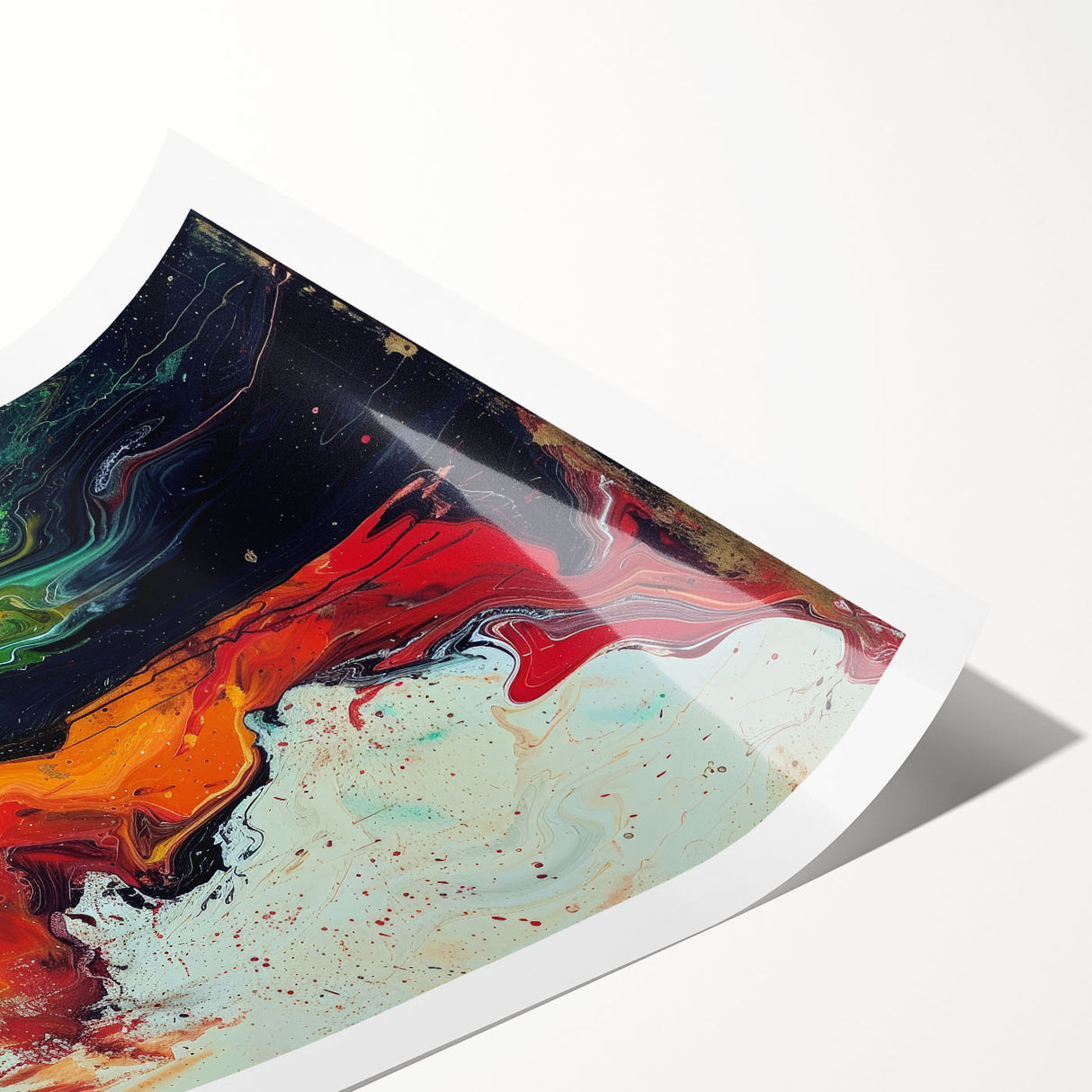 Abstract figurative wall art print showcasing vibrant colors and unique shapes, rolled for easy transport and framing. Ideal for modern decor.