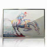 Framed abstract figurative wall art in silver tones, showcasing modern design elements and a sleek front view, perfect for contemporary decor.