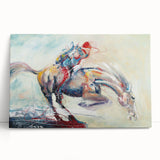 Abstract figurative wall art collection on stretched canvas, showcasing vibrant colors and dynamic shapes, perfect for modern home decor.