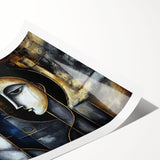 Abstract figurative wall art print showcasing vibrant colors and unique shapes, rolled for easy framing and display in modern interiors.