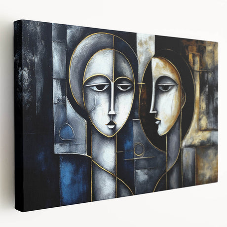 Abstract figurative wall art canvas showcasing vibrant colors and dynamic shapes, perfect for modern home decor and artistic expression.