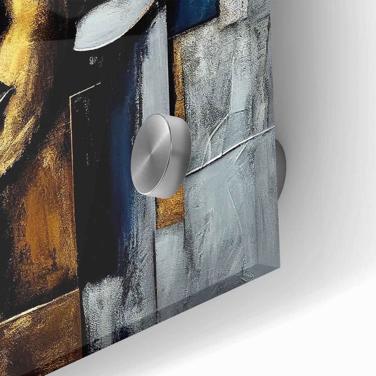 Close-up of an abstract figurative wall art piece showcasing vibrant colors and intricate designs on acrylic glass, enhancing modern decor.