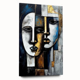 Acrylic glass wall art collection featuring an abstract figurative design in vibrant colors, displayed in a sleek side view without pins, ideal for modern decor.