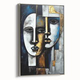 Framed abstract figurative wall art showcasing a modern silver design with a sleek profile, perfect for contemporary home decor.