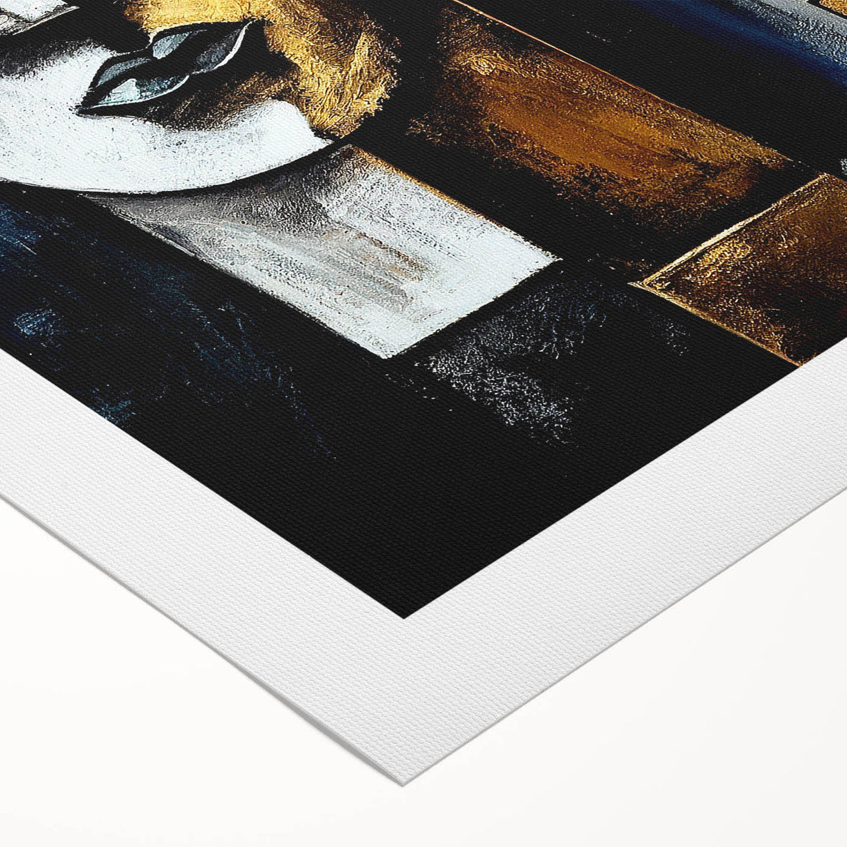 Abstract figurative wall art design on rolled canvas, showcasing vibrant colors and dynamic shapes, ideal for modern home decor.