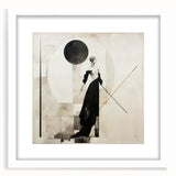 Abstract figurative wall art design in a white frame, showcasing vibrant colors and dynamic shapes, enhancing modern decor aesthetics.