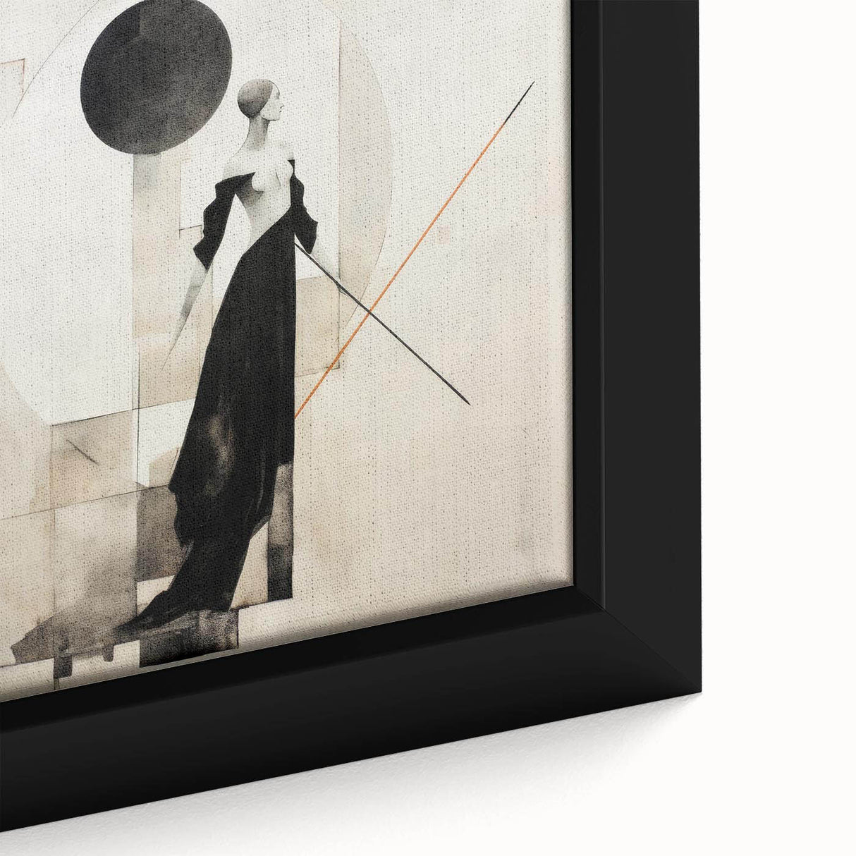 Framed abstract figurative wall art featuring vibrant colors and dynamic shapes, showcasing intricate details on a textured canvas surface.