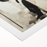 Abstract figurative wall art featuring vibrant colors and dynamic shapes on rolled canvas, ideal for modern home decor or framing.