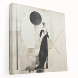 Stretched canvas wall art showcasing an abstract figurative design in vibrant colors, perfect for modern home decor or art collection.